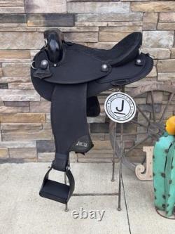 15 Abetta Hornless Trail Saddle, Western Saddle, Black Color, Clean