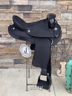 15 Abetta Hornless Trail Saddle, Western Saddle, Black Color, Clean