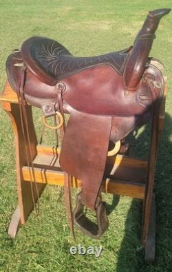 15'' American Saddlery RR W. Gulley#800 Western Leather Trail Saddle V Rigging