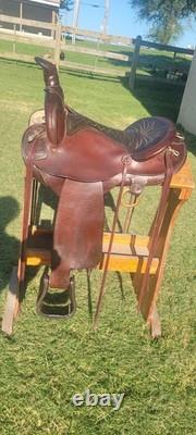 15'' American Saddlery RR W. Gulley#800 Western Leather Trail Saddle V Rigging
