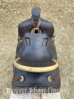 15 Antique Highback Half Seat Western Saddle with Tapaderos Maker's Mark Ille