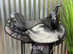 15 BIG HORN Black & Aztec Print Light Weight Western Trail Horse Saddle #187