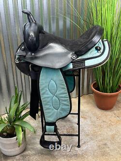 15 BIG HORN Black & Turquoise Western Horse Saddle #133