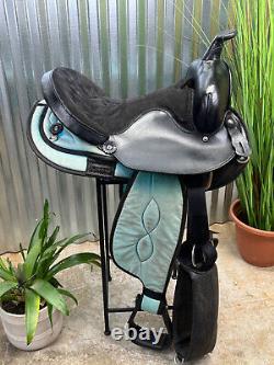 15 BIG HORN Black & Turquoise Western Horse Saddle #133