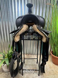 15 BIG HORN Black & Turquoise Western Horse Saddle #133