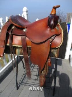 15'' BOB SKELLETT QH BARS WESTERN ROPER ROPING SADDLE 36# w REAR CINCH USA NY