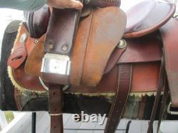 15'' BOB SKELLETT QH BARS WESTERN ROPER ROPING SADDLE 36# w REAR CINCH USA NY