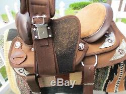 15'' BROWN SYNTHETIC Western Show or trail Saddle FQH bars