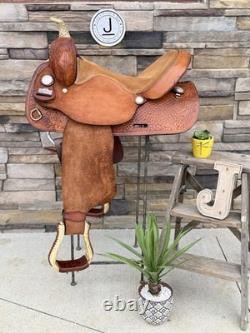 15 Big Horn Barrel Saddle- #1511 Deep Seat, Western, Oak Leaf, Clean