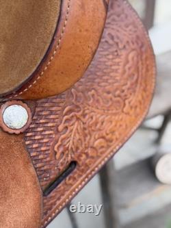 15 Big Horn Barrel Saddle- #1511 Deep Seat, Western, Oak Leaf, Clean