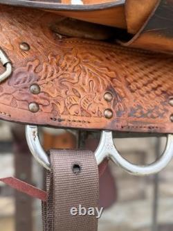 15 Big Horn Barrel Saddle- #1511 Deep Seat, Western, Oak Leaf, Clean