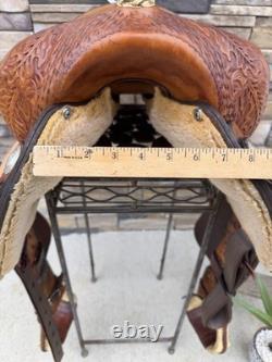 15 Big Horn Barrel Saddle- #1511 Deep Seat, Western, Oak Leaf, Clean