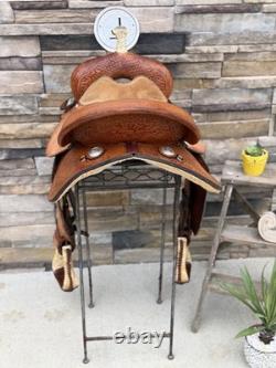 15 Big Horn Barrel Saddle- #1511 Deep Seat, Western, Oak Leaf, Clean
