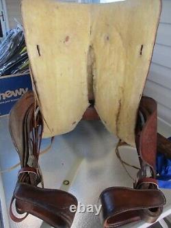 15'' Big W Saddlery Full Qh Bars Western Floral Tooled Trail Saddle #1200 27#