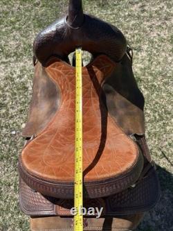15 Billy Cook Ranch cutting Saddle, Brown Leather, Traditional Design