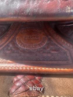 15 Billy Cook Ranch cutting Saddle, Brown Leather, Traditional Design