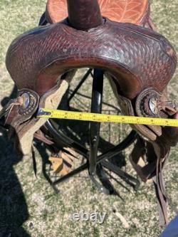15 Billy Cook Ranch cutting Saddle, Brown Leather, Traditional Design