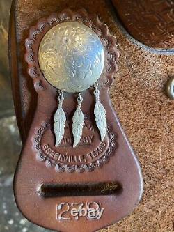 15 Billy Cook Western Barrel Racing Saddle Beautiful Silver Feather Accents