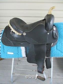 15'' Black Leather Western Barrel Saddle Sqh Bars 27lbs