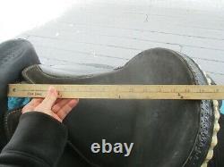 15'' Black Leather Western Barrel Saddle Sqh Bars 27lbs