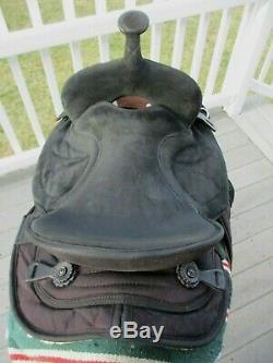 15'' Black Suede & Cordura big horn #600 western barrel trail saddle QHB