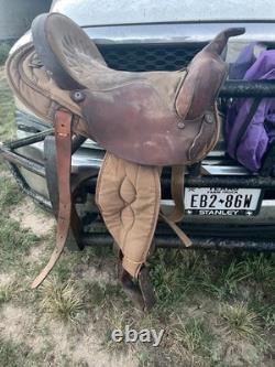 15 Brown Big Horn Western Barrel/ Trail saddle QH bars, leather /cordura
