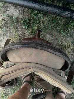 15 Brown Big Horn Western Barrel/ Trail saddle QH bars, leather /cordura