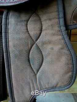 15 Brown Wyoming Custom Cordura Western Saddle w Tooling WIDE DRAFT Made in USA