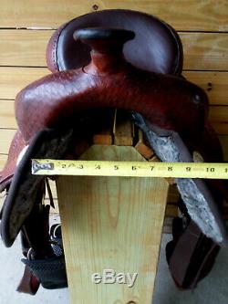 15 Brown Wyoming Custom Cordura Western Saddle w Tooling WIDE DRAFT Made in USA