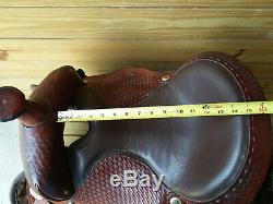 15 Brown Wyoming Custom Cordura Western Saddle w Tooling WIDE DRAFT Made in USA