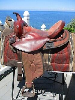 15'' Burgundy Big Horn #132 Western Barrel Trail saddle SQH BAR LEATHER /CORDURA