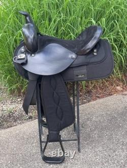 15 CHISHOLM TRAIL Black Light Weight Leather & Cordura Western Saddle CLEAN