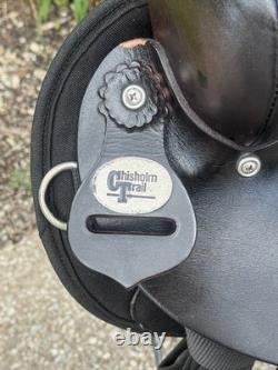 15 CHISHOLM TRAIL Black Light Weight Leather & Cordura Western Saddle CLEAN
