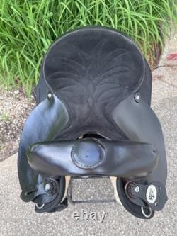 15 CHISHOLM TRAIL Black Light Weight Leather & Cordura Western Saddle CLEAN