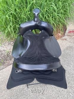 15 CHISHOLM TRAIL Black Light Weight Leather & Cordura Western Saddle CLEAN