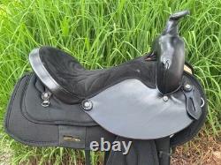 15 CHISHOLM TRAIL Black Light Weight Leather & Cordura Western Saddle CLEAN