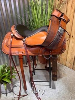 15 CIRCLE Y Topeka Flex-Lite Western Trail Saddle #1551 Pecan Med Tree