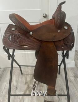 15 Circle Y Barrel Racing Western Saddle, Brown Leather, Traditional