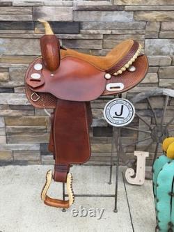 15 Crates Roundskirt Barrel Saddle- Deep Seat, Western, Basket Weave