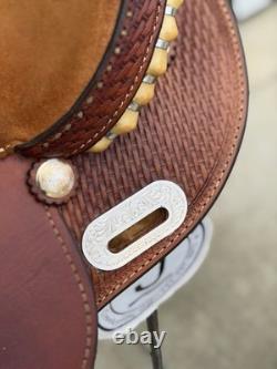 15 Crates Roundskirt Barrel Saddle- Deep Seat, Western, Basket Weave