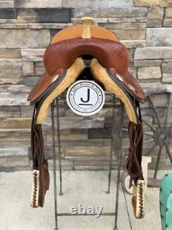 15 Crates Roundskirt Barrel Saddle- Deep Seat, Western, Basket Weave