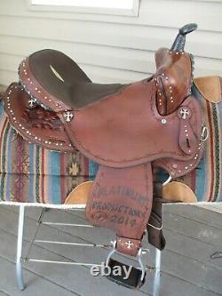 15'' Diamond Cross Western Barrel Saddle Fqh Bars Studded & Bling