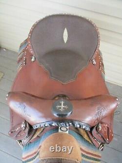 15'' Diamond Cross Western Barrel Saddle Fqh Bars Studded & Bling