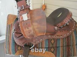 15'' Diamond Cross Western Barrel Saddle Fqh Bars Studded & Bling