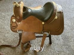 15 Double JJ Silver Conchos Show Saddle, Rodeo, Cowboy Western, Cheyenne Wyo PU