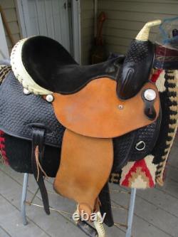 15'' FQH BARS #9551 Blue Ridge Black Leather western Barrel saddle USA