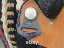 15'' FQH BARS #9551 Blue Ridge Black Leather western Barrel saddle USA