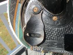 15'' FQH Saddle King Black AZTEC leather & cordura western Barrel/trail saddle