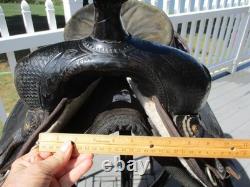 15'' FQH Saddle King Black AZTEC leather & cordura western Barrel/trail saddle