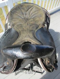 15'' FQH Saddle King Black AZTEC leather & cordura western Barrel/trail saddle